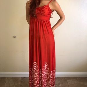 Elle orange and white maxi sundress